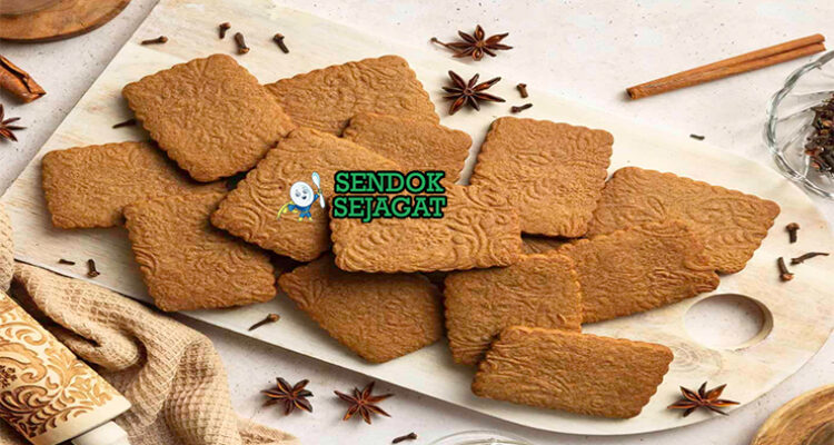 Speculoos dengan biskuit rempah renyah di piring saji