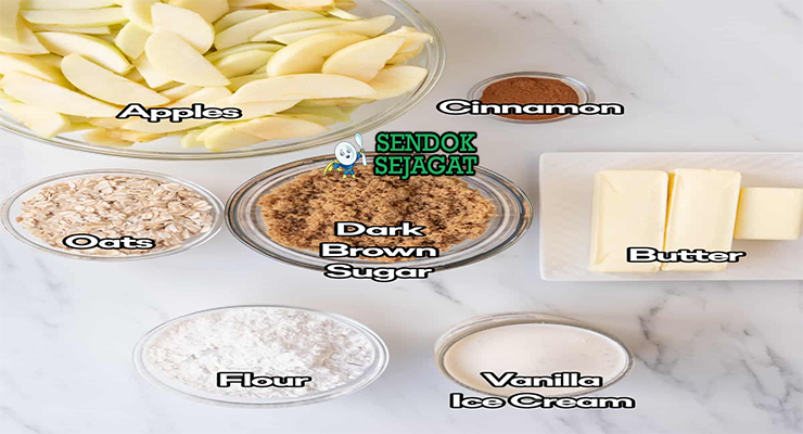 Bahan Apple Crisp lengkap apel oatmeal butter gula cinnamon