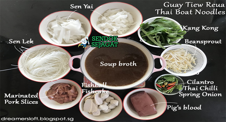 Bahan Boat Noodles lengkap mie sen lek darah babi rempah daging