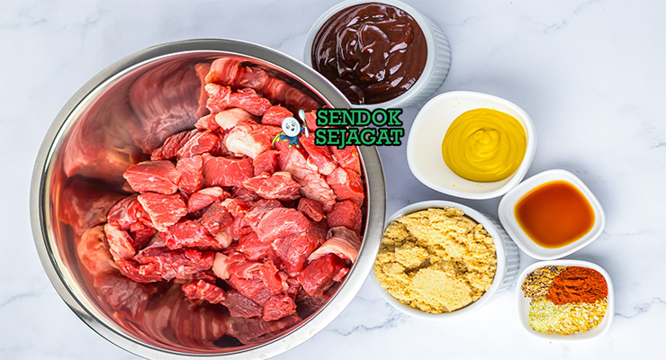 Bahan Burnt Ends lengkap brisket saus gula cuka rub