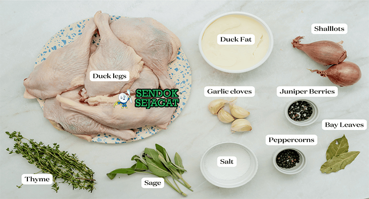 Bahan confit de canard paha bebek duck fat thyme garlic daun salam