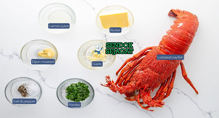 Bahan Crayfish Thermidor lengkap crayfish krim keju mustard bawang putih