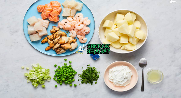 Bahan Fish Pie lengkap ikan kod kentang krim keju