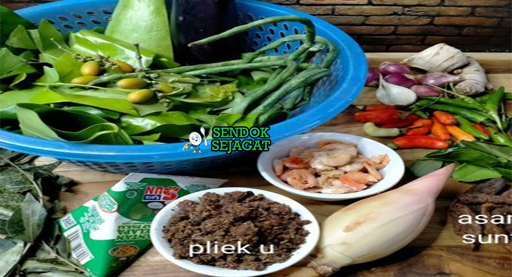 Bahan gulai pliek u pliek u fermentasi nangka muda santan daun melinjo kacang panjang cabe hijau
