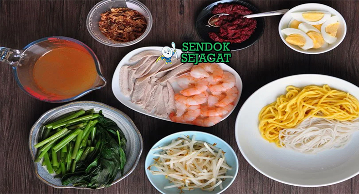 Bahan Hokkien Mee lengkap mie tebal udang sotong dark soy sauce
