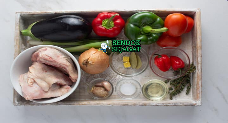 Bahan Kedjenou lengkap ayam tomat bawang paprika cabai jahe