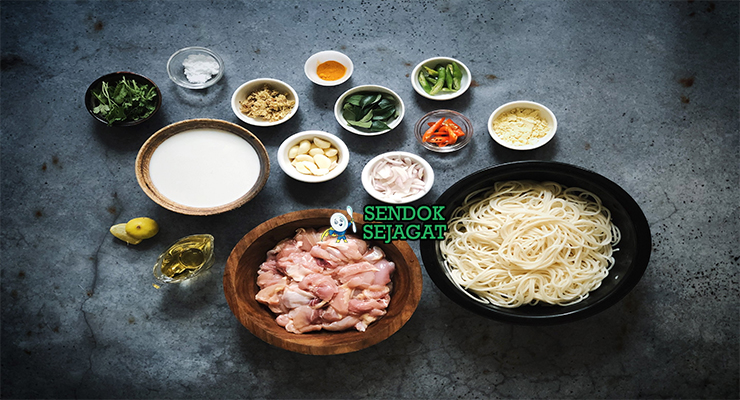 Bahan Khow Suey lengkap ayam santan kunyit mie telur