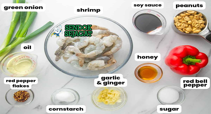 Bahan Kung Pao Shrimp lengkap udang kacang cabai saus hoisin