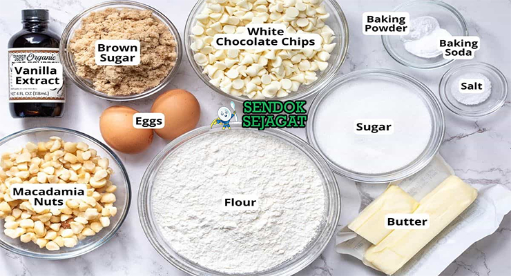 Bahan Macadamia Nut Cookies lengkap butter macadamia gula tepung