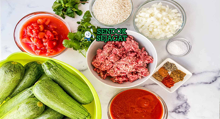 Bahan Mahshi Zucchini lengkap zucchini daging tomat mint parsley