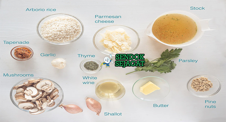 Bahan Risotto ai Funghi lengkap arborio porcini kaldu parmesan