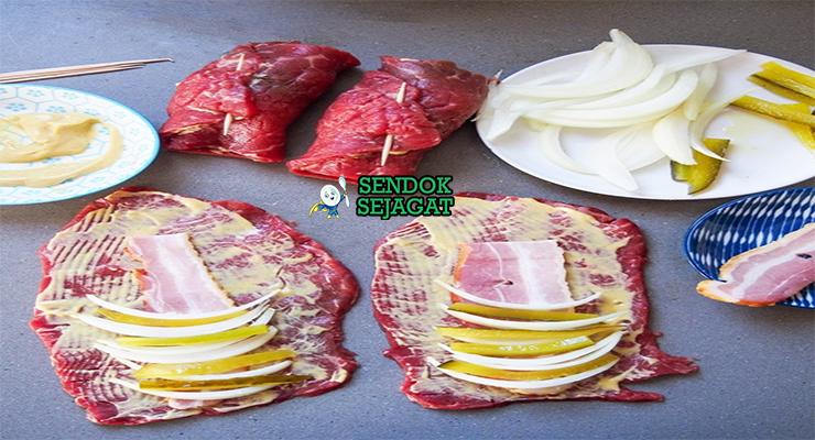 Bahan Rouladen lengkap daging sapi bacon acar mustard wine