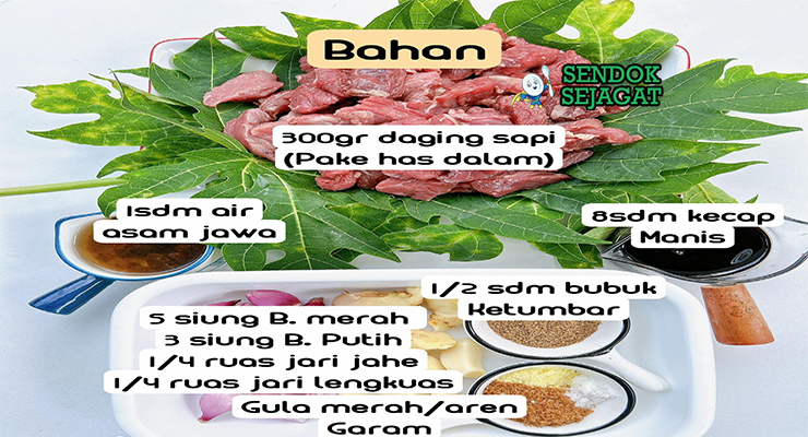 Bahan sate matang daging sapi kacang tanah kapulaga cengkeh serai ketupat bawang