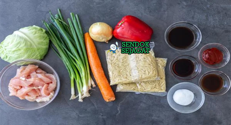 Bahan Yakisoba lengkap mie kuning saus Worcestershire sayur daging
