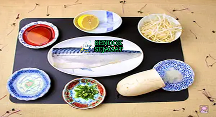 Bahan yakizakana ikan utuh segar garam kasar daikon jahe sudachi