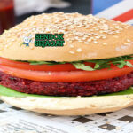 Burger with Beetroot loaded patty beetroot telur nanas di bun saji