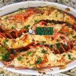 Crayfish Thermidor crayfish panggang saus krim keju golden di loyang saji