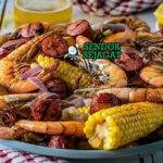 Frogmore Stew sosis jagung udang kentang kuah gurih di koran saji