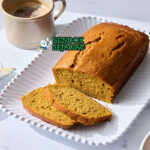 Pumpkin Bread loaf iris moist rempah walnut di piring saji