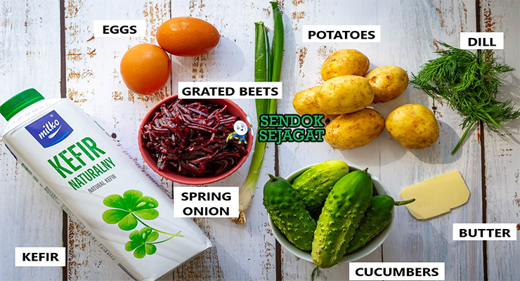 Bahan Saltibarščiai beetroot kefir dill timun telur kentang daun bawang sour cream