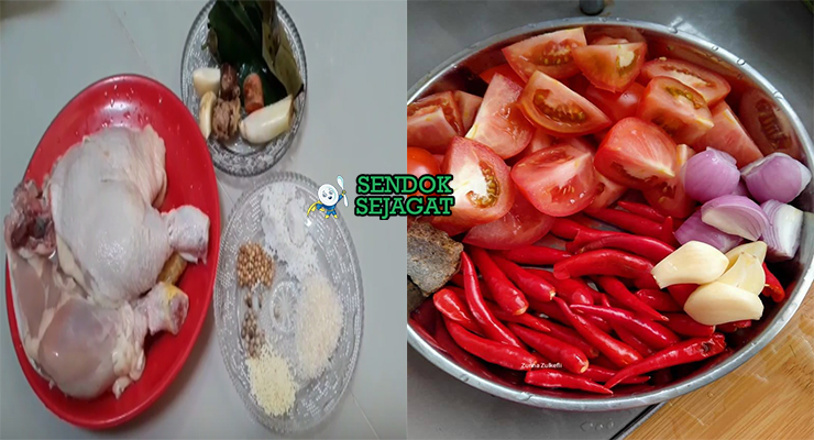 Bahan ayam penyet ayam kampung cabe rawit bawang merah tomat terasi kunyit jahe kemiri