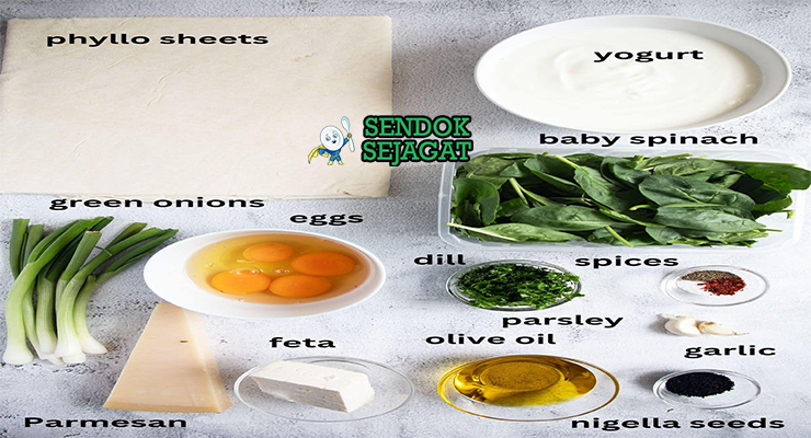 Bahan börek filo pastry feta cheese spinach bacon butter egg dill cumin