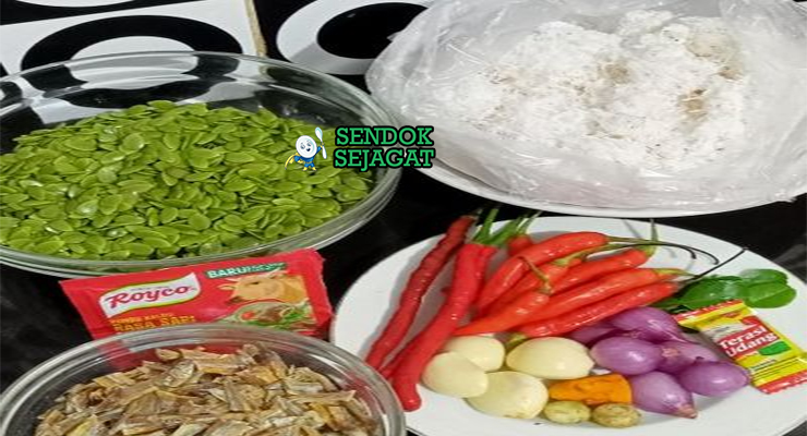 Bahan botok daun pisang kelapa parut teri medan pete tempe cabe kencur lengkuas