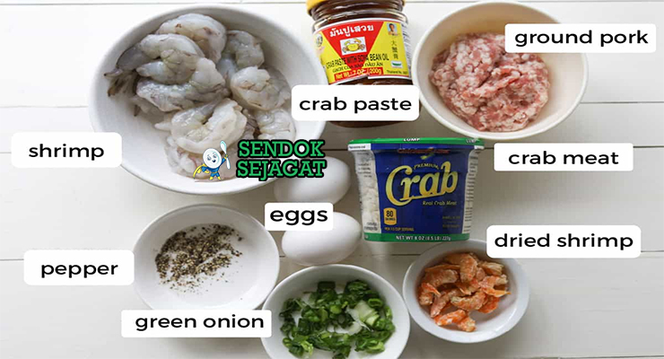 Bahan bún riêu kepiting sawah gạch cua tomat mắm tôm annatto oil mie beras tauge rau thơm