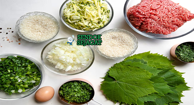 Bahan dolmades daun anggur nasi arborio daging domba mint dill lemon olive oil avgolemono