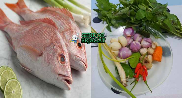 Bahan ikan woku belanga ikan kakap kunyit jahe serai daun jeruk kemangi cabe rawit tomat hijau