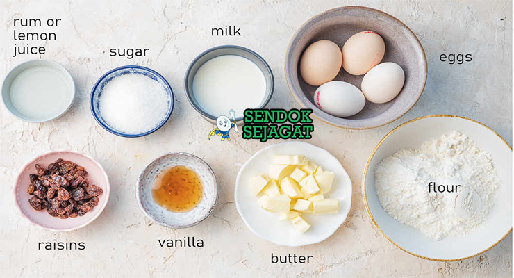 Bahan kaiserschmarrn telur tepung susu butter kismis rhum lemon zest gula bubuk plum
