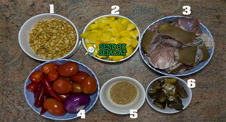 Bahan miyan taushe labu kuning kacang tanah dawadawa yakuwa daging sapi scotch bonnet ginger