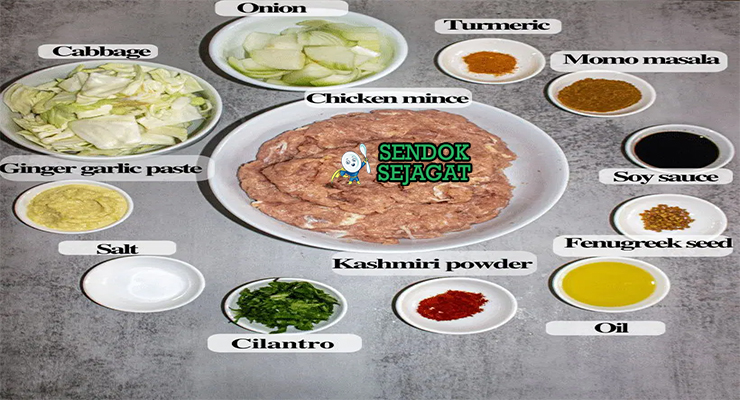 Bahan momo tepung terigu ayam giling bawang jahe ketumbar tamarind cabe wijen