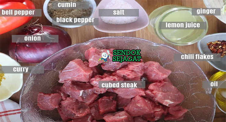 Bahan mshikaki daging sapi tamarind jahe kunyit jintan ketumbar paprika bawang putih