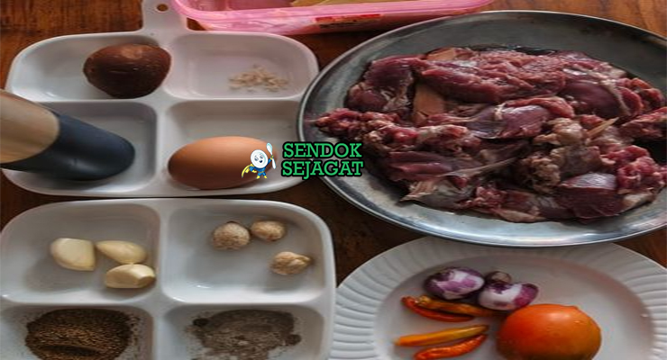 Bahan sate buntel daging kambing giling lemak kambing kecap manis cabe rawit bawang merah gula merah