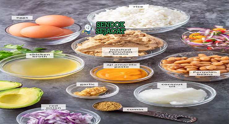 Tacu Tacu patty nasi kacang goreng garing telur mata sapi steak apanado salsa criolla plátanos maduros