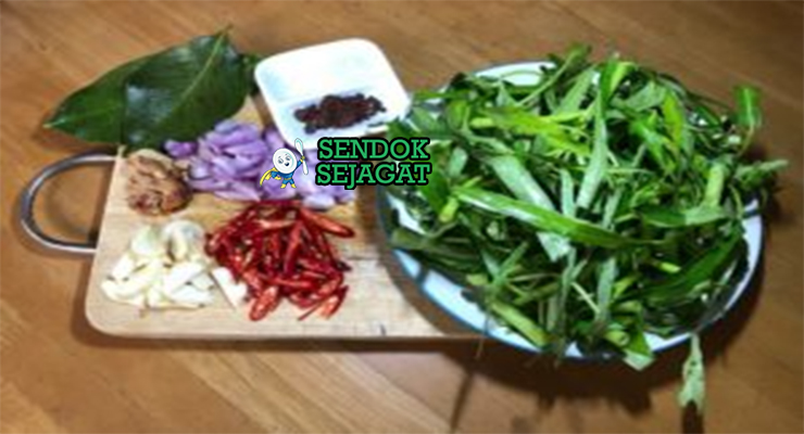 Bahan tumis kangkung terasi kangkung segar terasi udang cabe rawit bawang merah bawang putih kecap