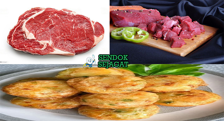 Sega Jamblang bungkus daun jati terbuka lauk semur empal perkedel sambal goreng ati telur dadar