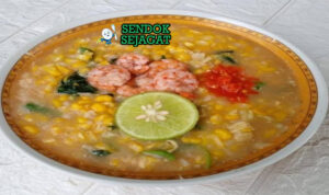 Barobbo Gurih Sayur Khas Makassar Barobbo bubur jagung kental sayur kangkung bayam kacang panjang udang bawang goreng sambal jeruk nipis