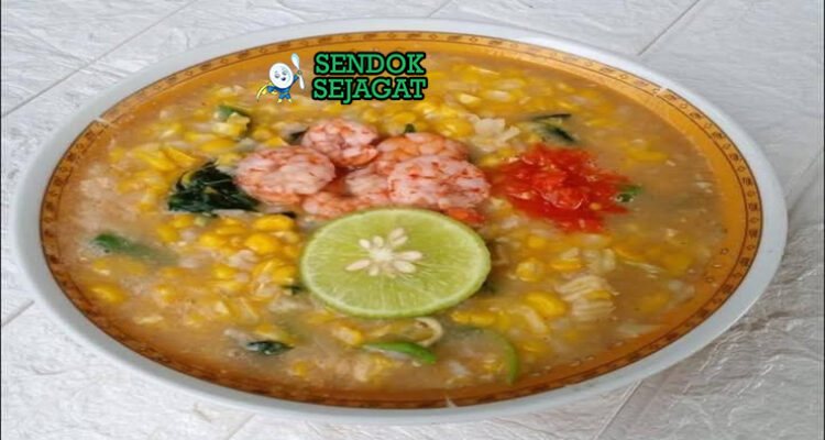Barobbo bubur jagung kental sayur kangkung bayam kacang panjang udang bawang goreng sambal jeruk nipis