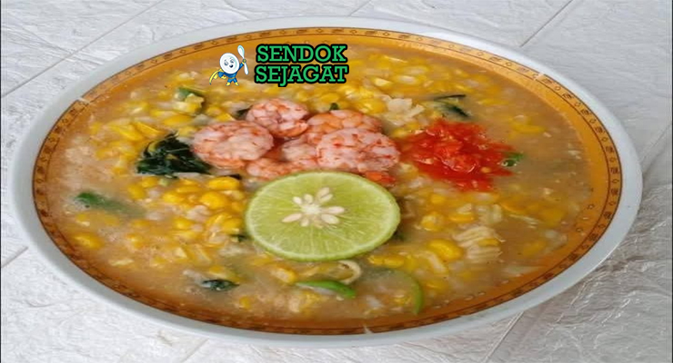 Barobbo bubur jagung kental sayur kangkung bayam kacang panjang udang bawang goreng sambal jeruk nipis