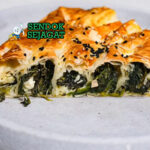 Börek filo golden flaky isi spinach feta cheese atau minced meat potong segitiga yogurt dill