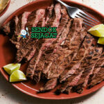 Carne Asada irisan steak panggang charred flank skirt taco tortilla guacamole pico de gallo onion cilantro limau