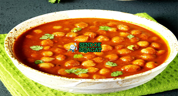 Chana Masala kari kacang garbanzo merah pekat tomat rempah garam masala naan roti ketumbar