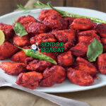 Chicken 65 ayam goreng merah garing curry leaves hijau cabe hijau limau onion rings