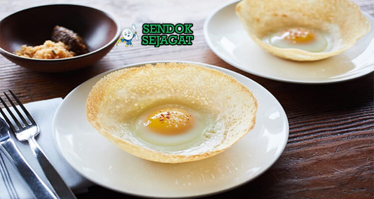 Hoppers appa bowl shape crispy edge soft center egg in middle pol sambol curry leaves