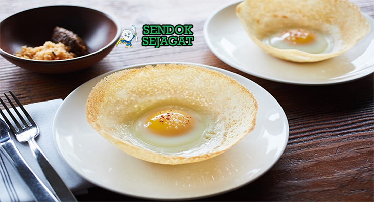 Hoppers appa bowl shape crispy edge soft center egg in middle pol sambol curry leaves