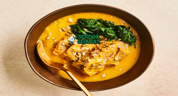 Miyan Taushe kuah kacang tanah kental labu kuning yakuwa hijau daging sapi dawadawa dengan tuwo shinkafa