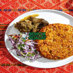 Tacu Tacu patty nasi kacang goreng garing telur mata sapi steak apanado salsa criolla plátanos maduros