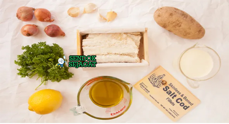 Bahan brandade de morue ikan kod garam kentang bawang putih susu minyak zaitun Provence lemon